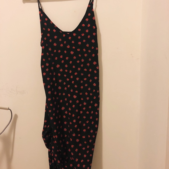 Urban Outfitters black slip dress w roses - Picture 2 of 2